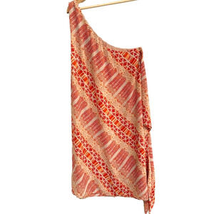 Vince Camuto - one shoulder orange geometric design summer dress women's size 8